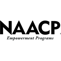 Logo of the NAACP's Empowerment Programs, featuring bold black text with "NAACP" at the top and "Empowerment Programs" below it in a smaller font.