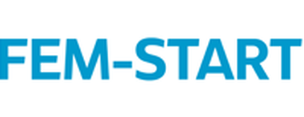 Logo of "FEM-START", featuring the text in a bold, modern font.