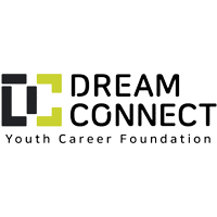 Logo for Dream Connect, a Youth Career Foundation, featuring a stylized graphic design with the words "DREAM CONNECT" prominently displayed.