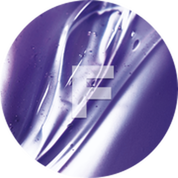 Kor alaku, lila szinu texturaju hatter, kozepen egy nagy, stilizalt 'F' betu talalhato.