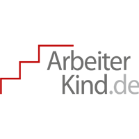 Logo of ArbeiterKind.de, featuring the name in a modern font with a staircase graphic symbolizing upward mobility.