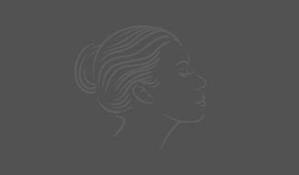 A simple line drawing of a woman's profile against a light gray background, featuring smooth contours and subtle details.