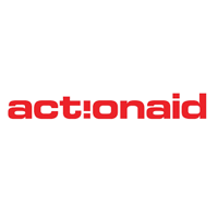 Logo of ActionAid, featuring the word "act:onaid" in bold red letters.