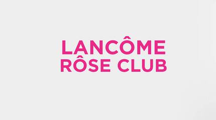 A kepen a Lancome Rozsa Klub logoja es harom női modell lathato kulonboző poziciokban, elegans stilusban.